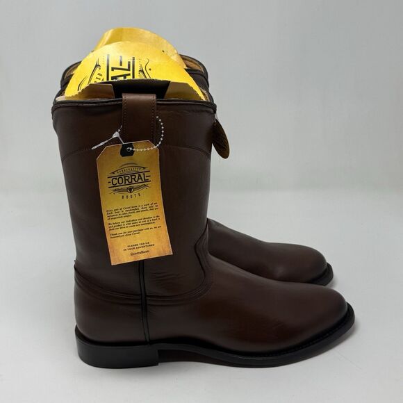Corral A4068 Cowboy Roper Boots Mens 10 D Brown Cow Leather Mid Calf Western - Picture 1 of 15